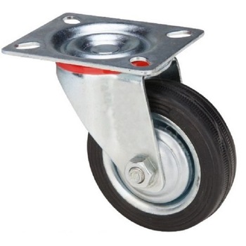 Roata pivotanta din cauciuc plin, cu placa, 125mm, 75kg Evotools Roata pivotanta din cauciuc plin, cu placa, 125mm, 75kg Evotools