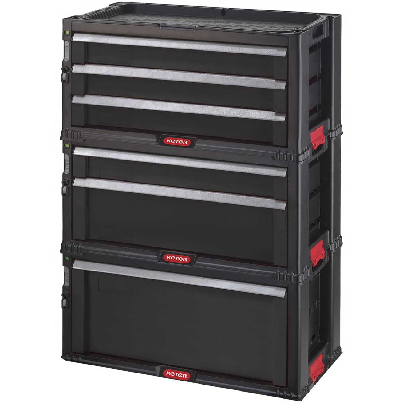 Dulap scule 6 sertare Keter Pro, plastic, 50.5L, negru/rosu