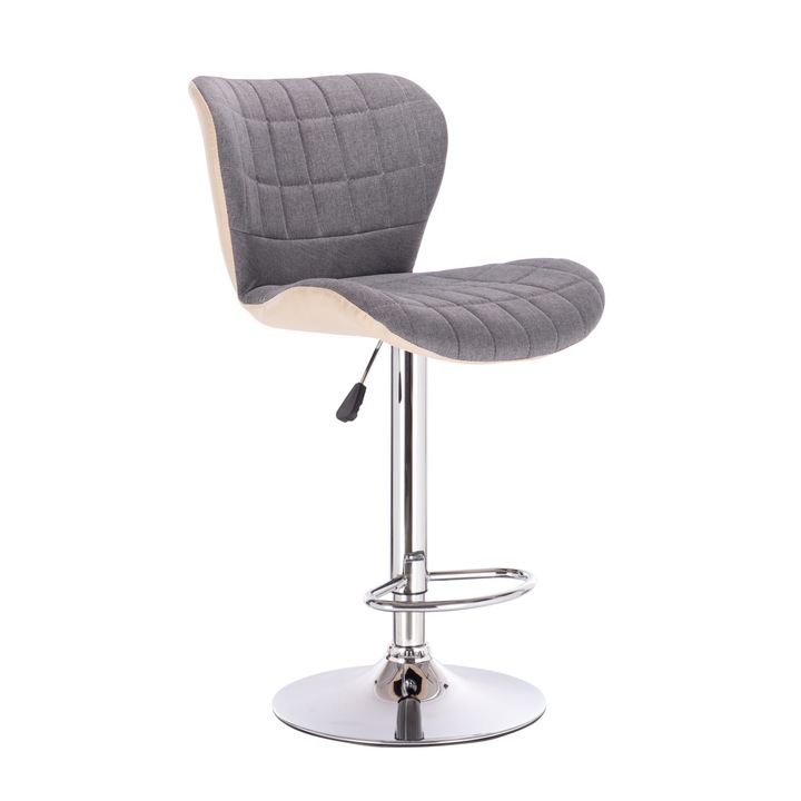 HOLTSHIRE бар стол, PU+текстил, сив/слонова кост