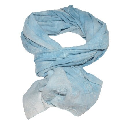 Esarfa fashion din vascoza, culoare albastra cu broderie in ton, D&J Exclussive