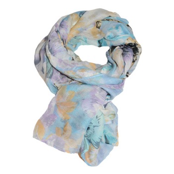 Esarfa moderna cu forma clasica si design de flori roz-albastru,D&J Exclussive Esarfa moderna cu forma clasica si design de flori roz-albastru,D&J Exclussive