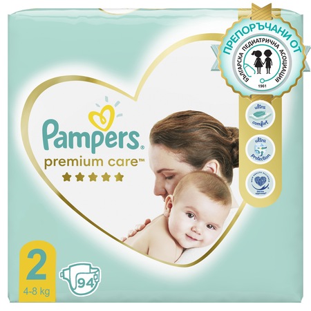 Пелени Pampers Premium Care Jumbo Pack, Размер 2, Новородени, 4–8 кг ...