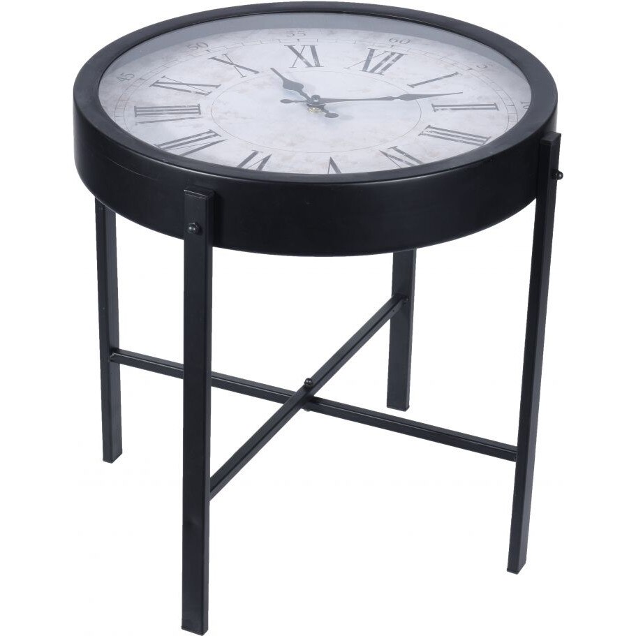 Masa rotunda din metal, pentru cafea, cu ceas, 40x40x40cm