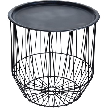 Masa metalica 34x34x36 cm culoare neagra cu tablie albastra Masa metalica 34x34x36 cm culoare neagra cu tablie albastra