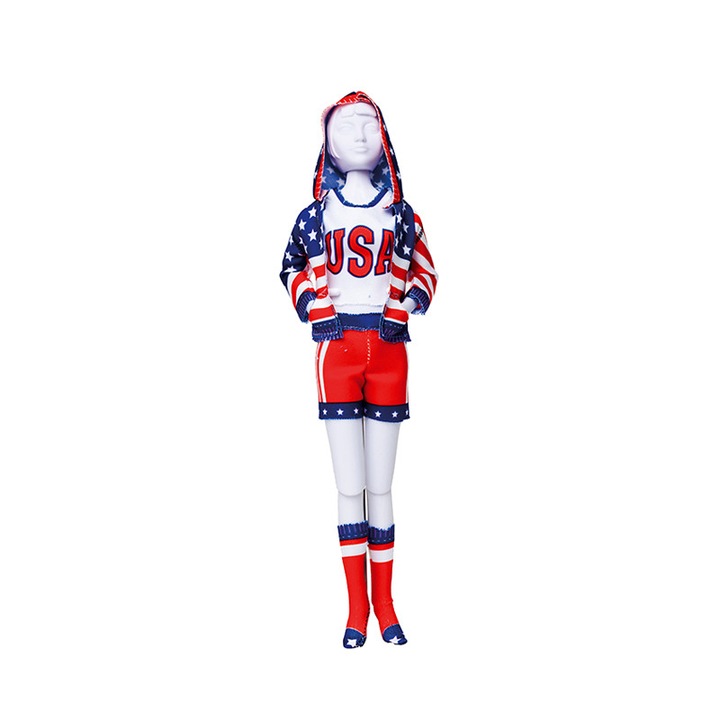 Set de croitorie hainute pentru papusi Couture Sporty Stars & Stripes, Dress Your Doll