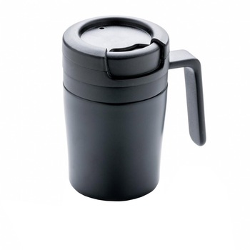 Cana de cafea 160 ml, perete dublu, XD by AleXer,CE03, polipropilena, otel inoxidabil, negru, breloc inclus din piele ecologica Cana de cafea 160 ml, perete dublu, XD by AleXer,CE03, polipropilena, otel inoxidabil, negru, breloc inclus din piele ecologica