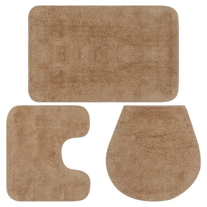 Set covorase baie, TOT, 3 piese, bej, textil