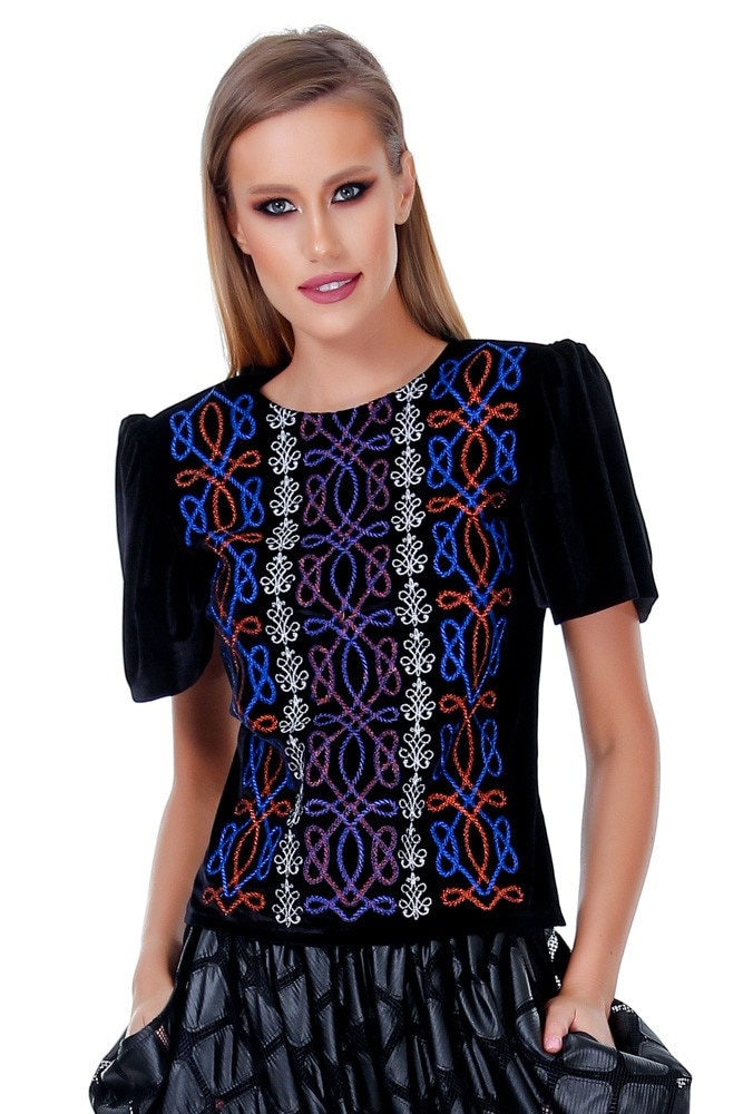 Bluza catifea negru Liza Panait RM-79E