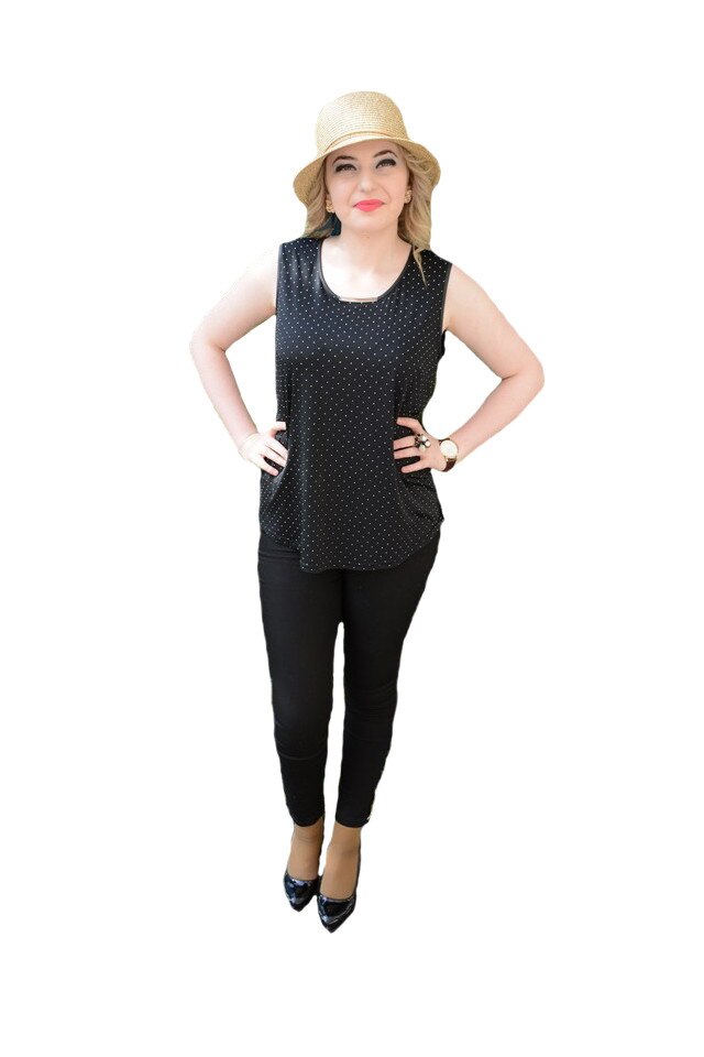 Bluza cu model de buline argintii, iesite usor in relief, D&J Exclussive, Negru