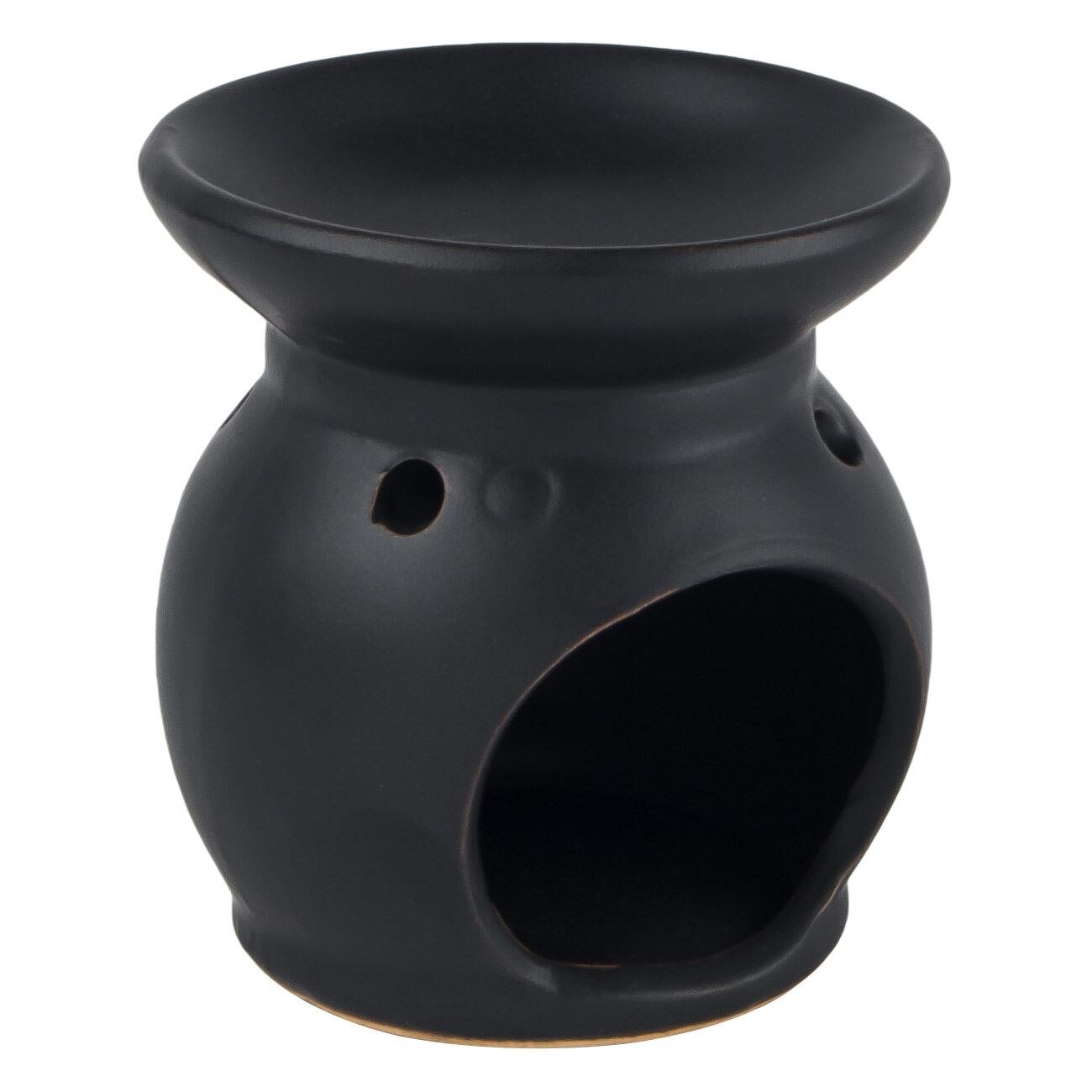 Baza de ceramica neagra cu simboluri asiatice , DecorCasa , 8 x 8 cm