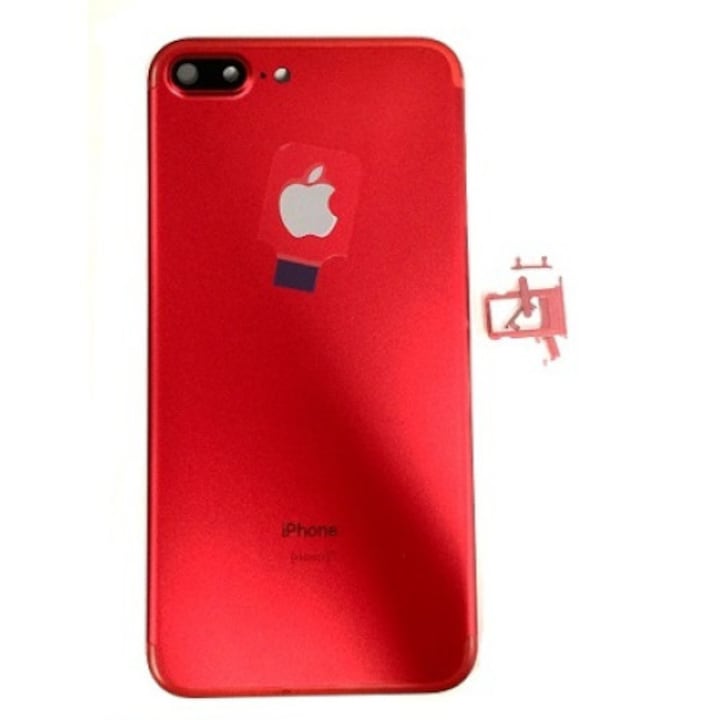 Apple iPhone 7 Plus 5.5 akkufedél sim kártya tartóval és oldalgombokkal piros OEM