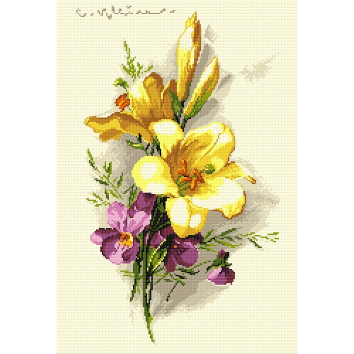 Goblen Crini , Hudemas , kit goblen imprimat pe panza , cu fire mouline