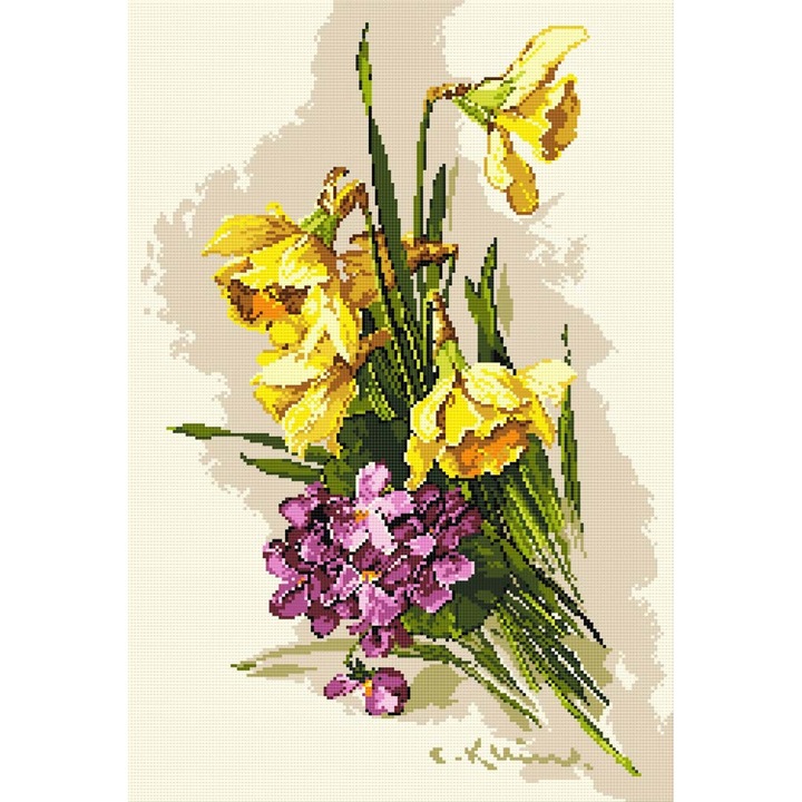 Goblen Narcise , Hudemas , kit goblen imprimat pe panza , cu fire mouline