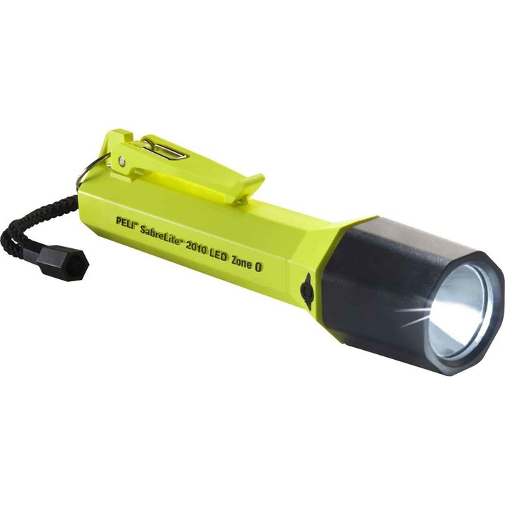 Lanterna profesionala Peli™ 2010Z0 SabreLite™ ATEX Z0, LED, cu 3 baterii tip C