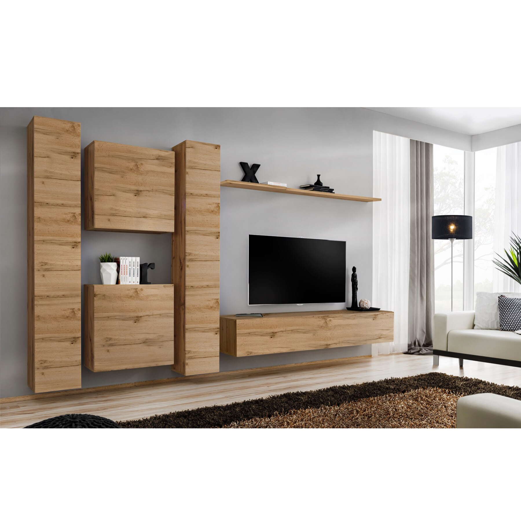 Set Living Genarom Switch6 WT SW 6, Stejar Wotan, 330 x 180 x 40 cm