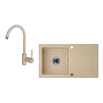 Set chiuveta granit 1 cuva patrata ZORBA ZQZ 7113 + Baterie bucatarie BEN 762M, finisaj bej nisipiu Set chiuveta granit 1 cuva patrata ZORBA ZQZ 7113 + Baterie bucatarie BEN 762M, finisaj bej nisipiu