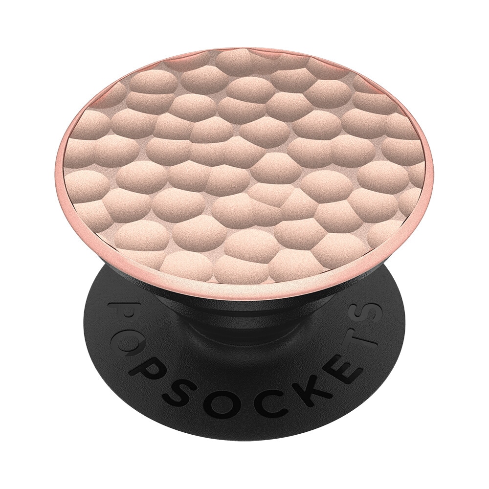 Suport universal de telefon si tableta Popsockets, accesoriu metalic de lux modelat manual PopGrip Hammered Metal Rose Gold