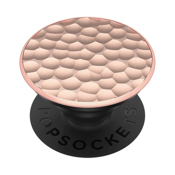 Suport universal de telefon si tableta Popsockets, accesoriu metalic de lux modelat manual PopGrip Hammered Metal Rose Gold Suport universal de telefon si tableta Popsockets, accesoriu metalic de lux modelat manual PopGrip Hammered Metal Rose Gold