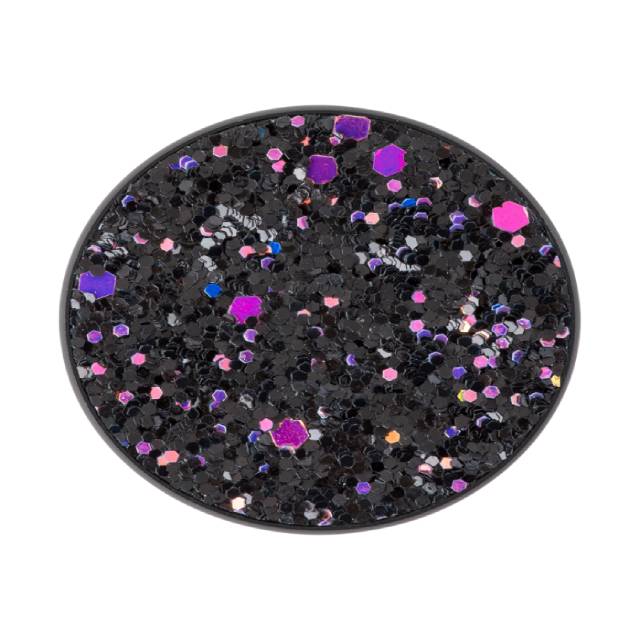 Suport universal PopGrip Sparkle Black, accesoriu de telefon original PopSockets, realizat din particule de sclipici