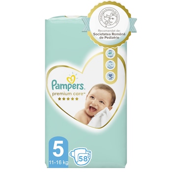 Scutece Pampers Premium Care Jumbo Pack Marimea 5, 11-16 kg, 58 buc Scutece Pampers Premium Care Jumbo Pack Marimea 5, 11-16 kg, 58 buc