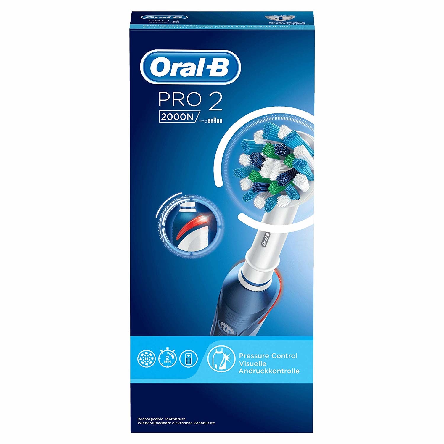 Periuta de dinti electrica Oral-B Pro2 2000N, 2 programe, 1 capat inclus