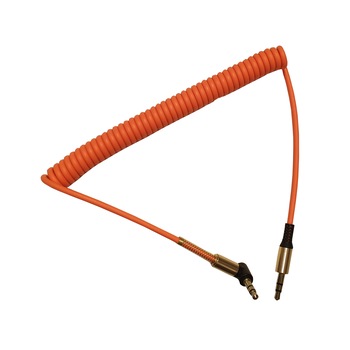 Cablu Audio Auxiliar , Jack-Jack 3.5 mm 90 Grade , High Quality , Spiralat , Conectori Rezistenti, Arc , Lungime Maxima 180 cm , Portocaliu Cablu Audio Auxiliar , Jack-Jack 3.5 mm 90 Grade , High Quality , Spiralat , Conectori Rezistenti, Arc , Lungime Maxima 180 cm , Portocaliu