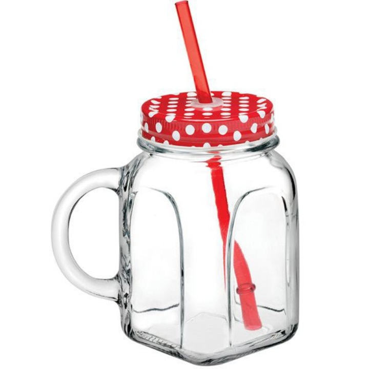 Pasabahce 64676 limonádés pohár szívószállal 450 ml mintás, mintás