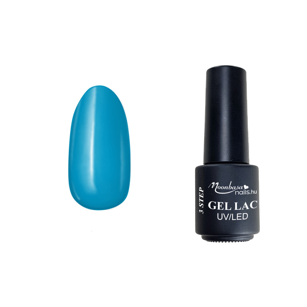 Lac semipermanent 3 Step Gel, MoonbasaNails, Pacific No 100, Albastru, 4 ml