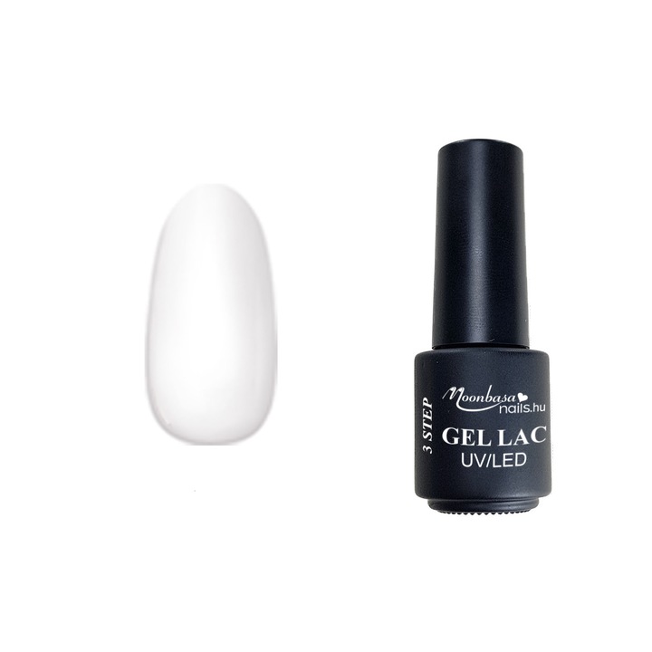 Lac semipermanent 3 step gel, MoonbasaNails, No 001, alb, 4 ml