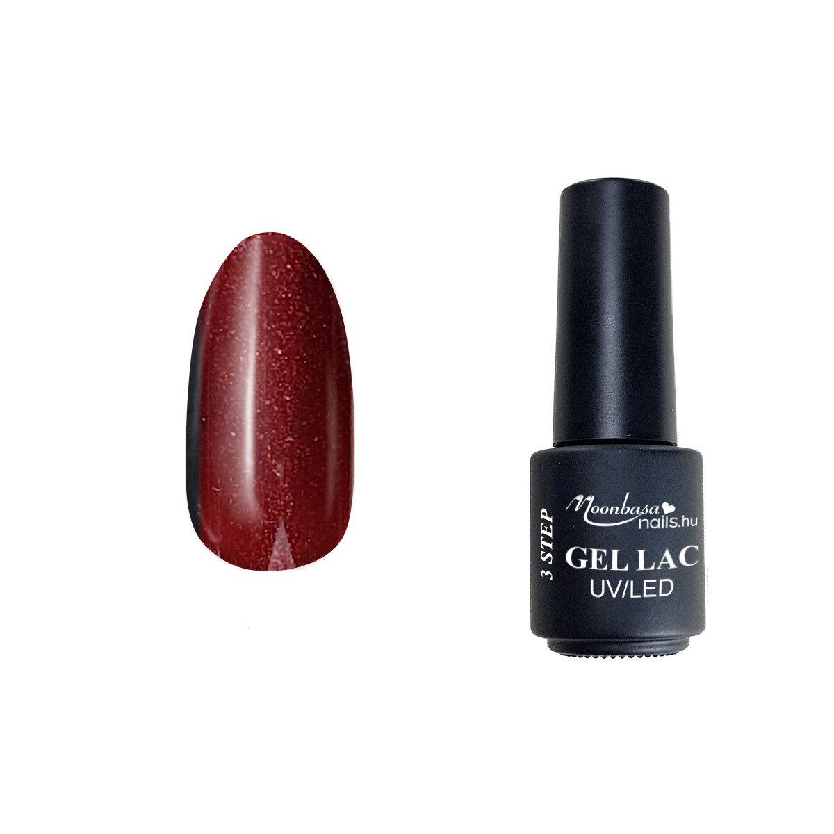 Lac semipermanent 3 Step Gel, MoonbasaNails, Red Magic No 125, Rosu, 4 ml