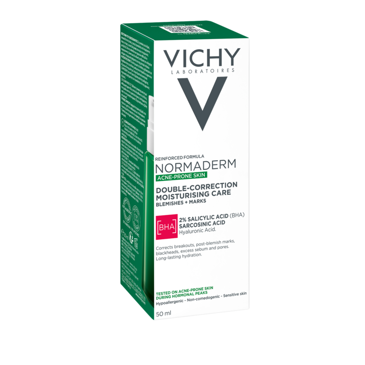 Crema pentru tenul gras cu tendinta acneica Vichy Normaderm Phytosolution ce reduce imperfectiunile, cu acid salicilic, vitamina C si acid hialuronic, 50ml