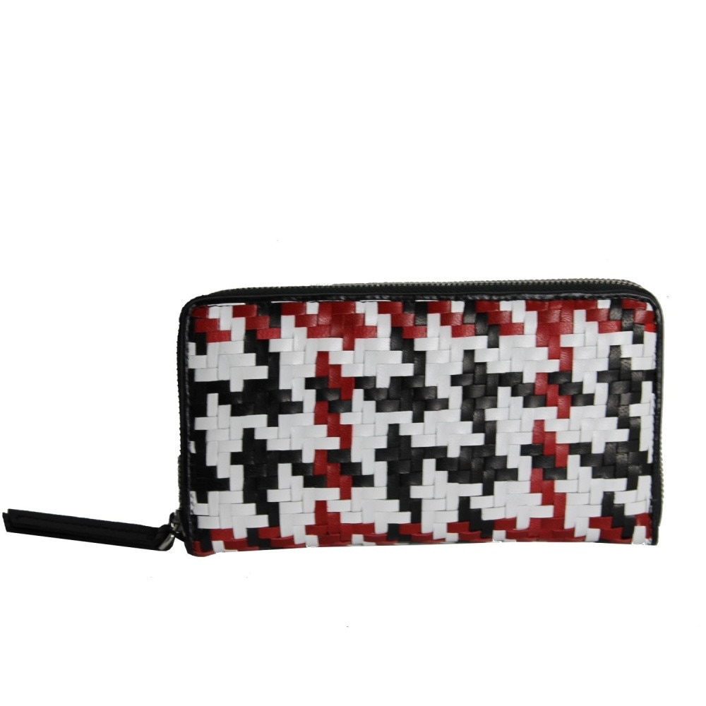 Portofel dama din piele naturala impletit, Dellaconte, Multicolor