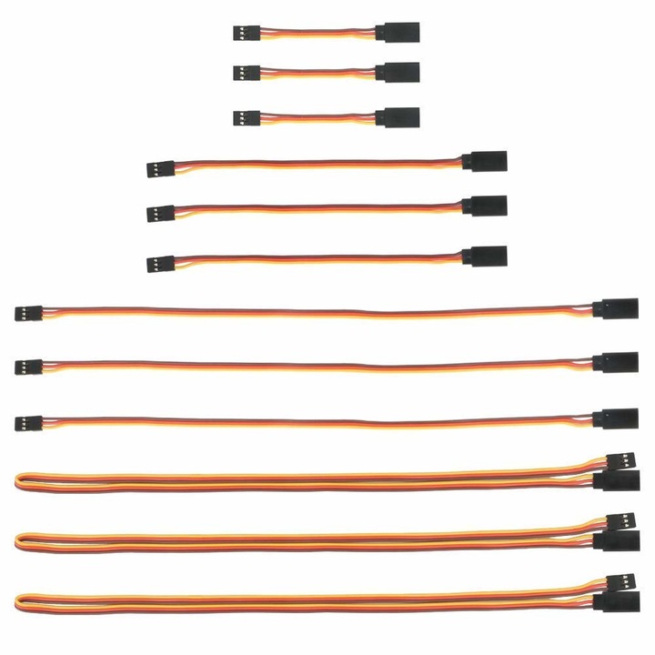Extensie JR Servo Cablu 3 Pin 26AWG Cablu Male to Female Futaba JR pentru aeronava cu comanda la distanta, 3 Bucati x Cm 7, 15, 30, 60,tot.12 buc