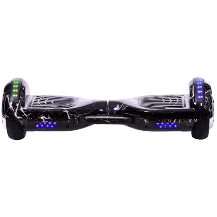 Scooter Hoverboard Head, electric, lumini LED pe roti si aripi, 6.5 inch, telecomanda, bluetooth, cu maner si Husa si Telecomanda Bonus