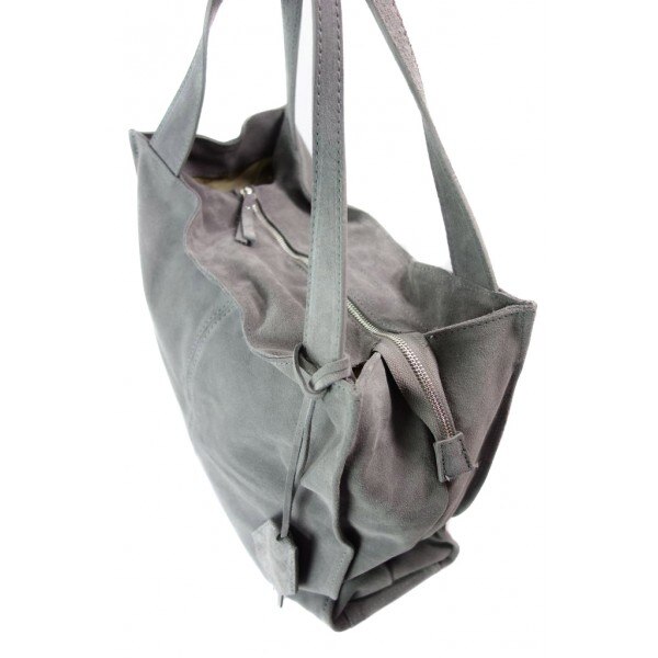 Duża zamszowa torba xxl shopper bag ,worek vera pelle pojemny szary wk799g Duża zamszowa torba xxl shopper bag ,worek vera pelle pojemny szary wk799g