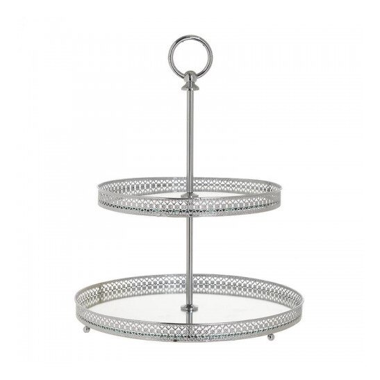 Etajera metalica desert cu oglinda Silver, 25.5 cm x 35 cm