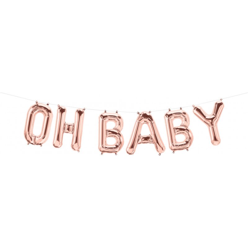 Pachet baloane folie Oh Baby rose gold - 41 cm, Qualatex 58821