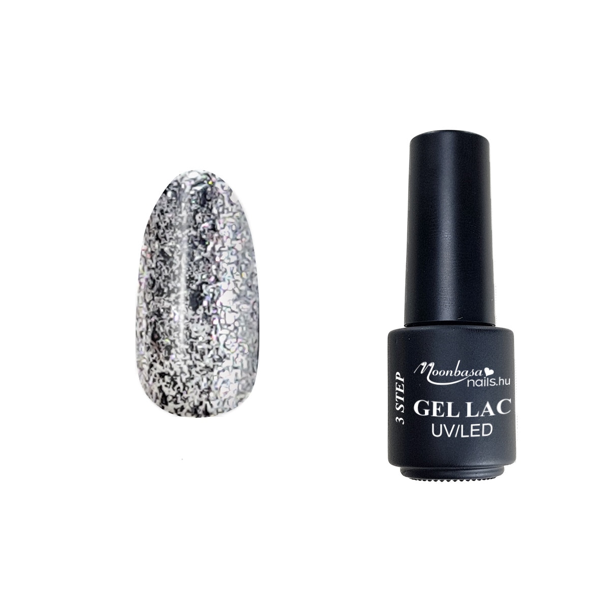 Lac semipermanent 3 Step Gel, MoonbasaNails, Stardust rain No 117, Multicolor, 4 ml