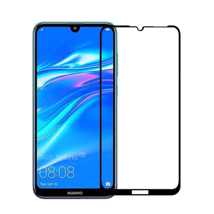 Huawei Y7 (2019) üvegfólia – Teljes képernyő lefedettség, fekete szélek