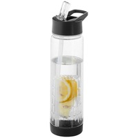 Sticla apa cu infuzor, 740 ml, fara BPA, Everestus, TF01, tritan, transparent, negru, saculet de calatorie inclus