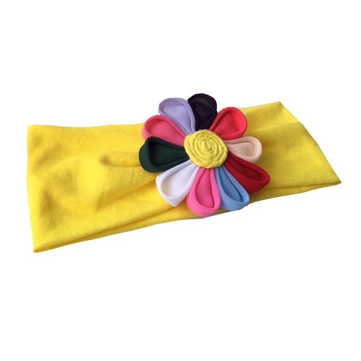 Bentita lata galbena cu floare multicolora, Galben