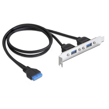 Placa cu conectori USB 3.0 pin header 19 pin intern > 2 x USB 3.0-A extern, Delock - 82963 Placa cu conectori USB 3.0 pin header 19 pin intern > 2 x USB 3.0-A extern, Delock - 82963