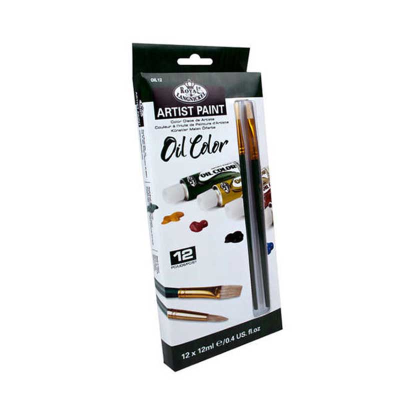 Set culori ulei 12x12ml cu 2 pensule cu fir natural