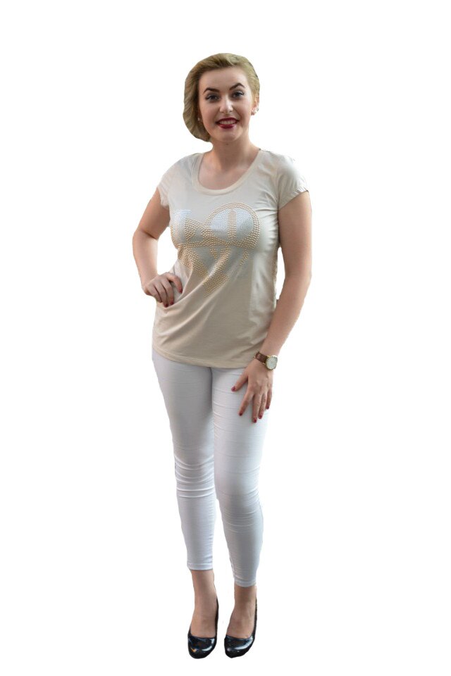 Tricou tineresc, cu material dantelat in spate,D&J Exclussive, Bej