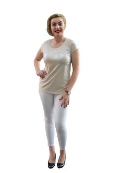 Tricou tineresc, cu material dantelat in spate,D&J Exclussive, Bej Tricou tineresc, cu material dantelat in spate,D&J Exclussive, Bej