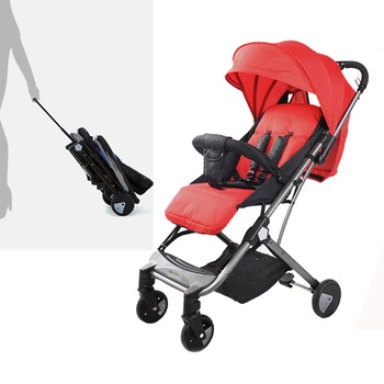 Carucior sport cu pliere compacta, tip troller, ideal transport pe avion, pozitie de somn, Y1 rosu - Krista® Carucior sport cu pliere compacta, tip troller, ideal transport pe avion, pozitie de somn, Y1 rosu - Krista®