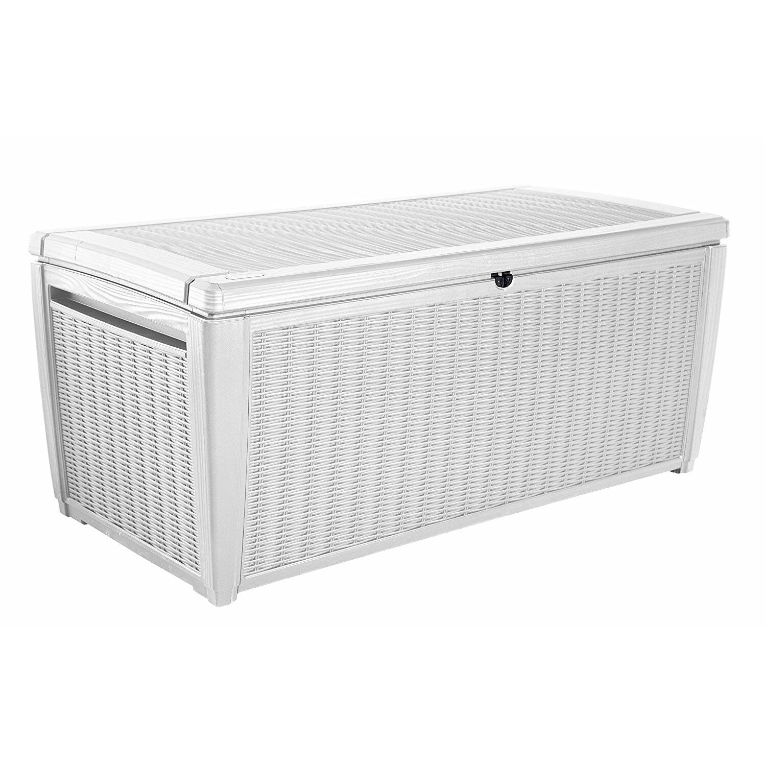 Lada depozitare piscina Keter Rattan Alb 145x73x64 cm