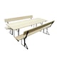 Set berarie STANDARD, cu spatar, din lemn masiv de rasinos, 220x70 cm, pentru terasa sau gradina, o masa si doua banci cu spatar, culoare natur