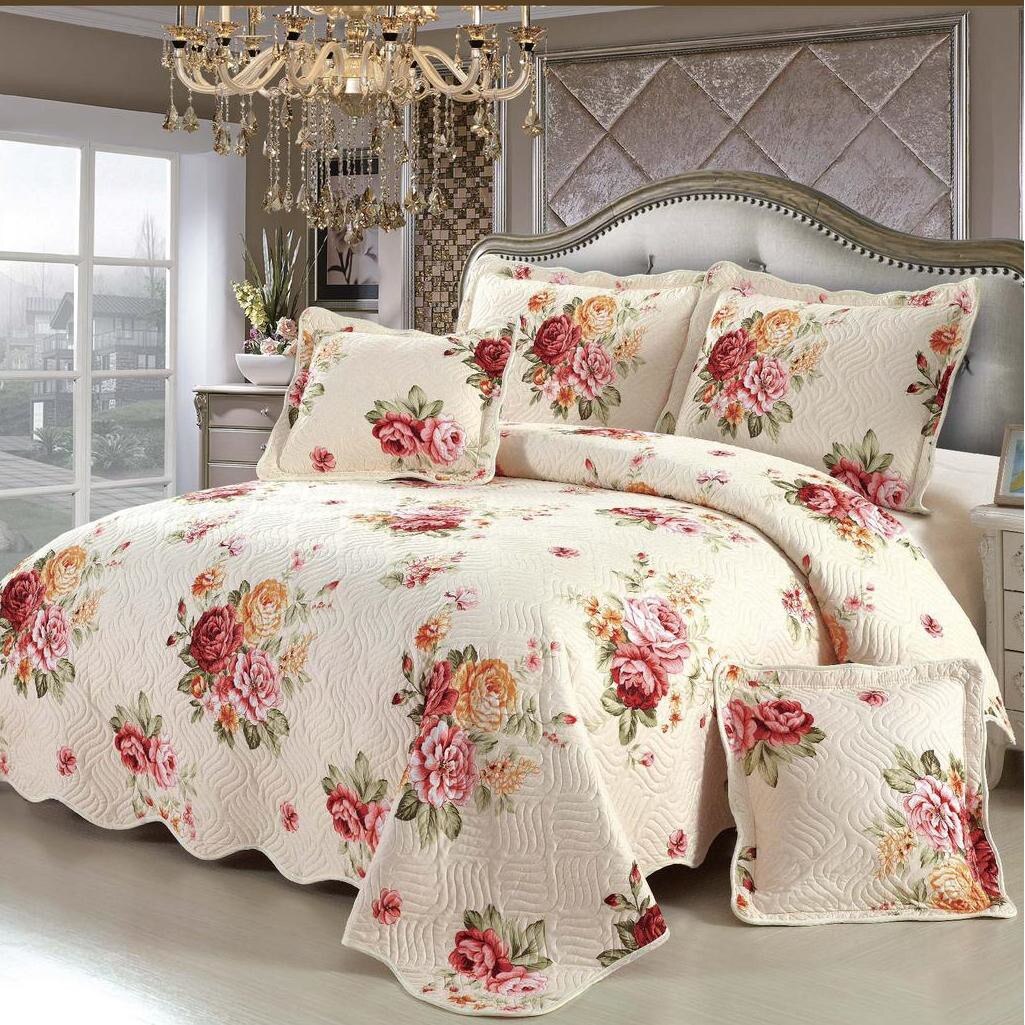 Cuvertura, pentru 2 persoane, 5 piese, bumbac, crem model Rita202