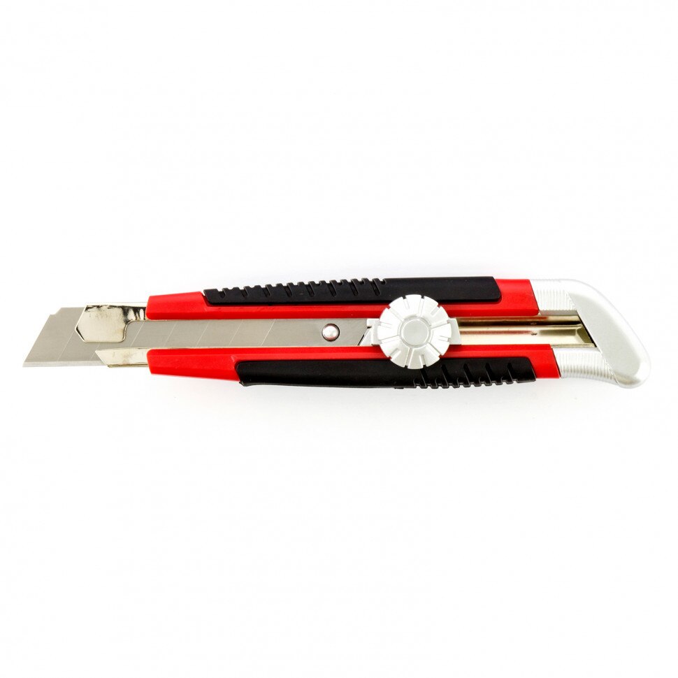 Cutter, 18 mm, lama retractabila, din metal, dirijabila, fixare prin insurubare a lamei, MTX